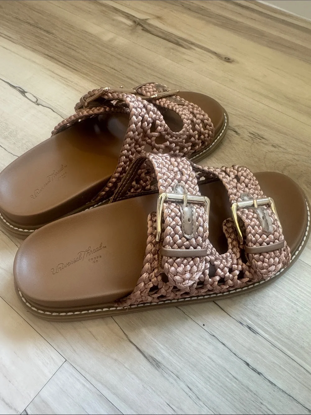 Universal Threads Woven Buckle Slide Sandals - Rose Gold